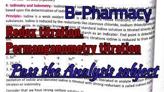 Types of Redox TitrationPermanganometry Iodimetry and iodometryExam timeBPHARMACY 1sem [upl. by Oalsecnew]