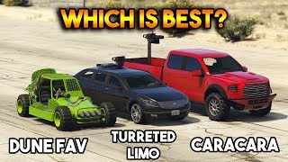 GTA 5 ONLINE  CARACARA VS DUNE FAV VS TURRETED LIMO WHICH IS BEST [upl. by Euqirdor]