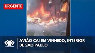 Avião cai em Vinhedo interior de São Paulo e provoca incêndio [upl. by Sherfield]