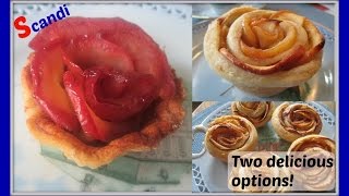 Two Easy Ways To Make Baked Apple Rose Tarts  ÆBLE ROSE TÆRTER [upl. by Neffets]