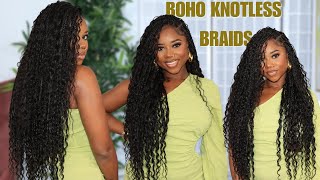 BOHO BOX BRAIDS KNOTLESS  STEPBYSTEP TUTORIAL  YWIGS BRAIDING HUMAN HAIR  Chev B [upl. by Aetnahc638]