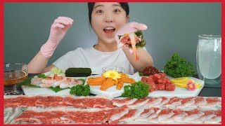 고소한 차돌박이육회와 깍둑육회 조합 RawBeef Real sound ASMR Eatingsound Mukbang [upl. by Nillok]