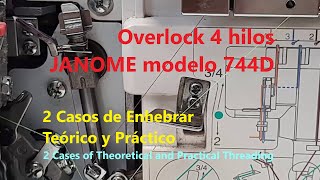 2 Casos de Enhebrar Teórico y Práctico Overlock 4 hilos JANOME modelo 744D [upl. by Alicul865]