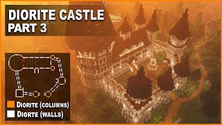 Minecraft How to build a Medieval Diorite Castle  Tutorial PART 3 [upl. by Snej270]