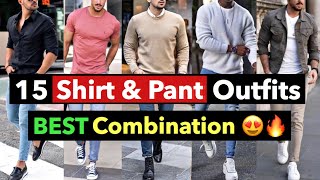 15 Shirt and PantJeans Outfit Combination  Best Colours for Men Clothing  2024 Outfit Ideas [upl. by Akeret]