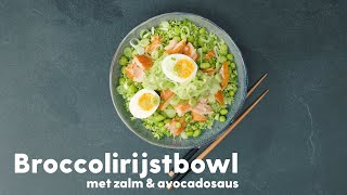 Bowl met zalm broccolirijst en avocadosaus  Recept  Allerhande [upl. by Lrub926]