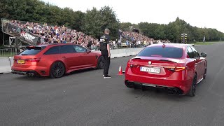 Alfa Romeo Giulia Quadrifoglio vs ABT Audi RS6R C8 Avant [upl. by Nnylassej]