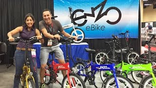 2017 Enzo Folding Ebikes at Interbike Gates Belt Drive Mag Wheels MidDrive Folding Hydraulic [upl. by Kearney491]