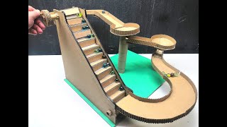 How to make Marble Run with escalator out of cardboard [upl. by Staley183]