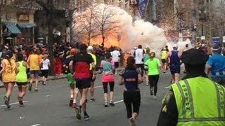 Boston Marathon Explosions Video Two Bombs Near Finish Line [upl. by Haizek318]