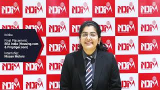 NDIM Placement  Kritika Placed at REA India Housingcom amp Proptigercom  NDIM Top PGDM  MBA [upl. by Melquist]