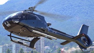 Airbus Helicopters H130 EC130 B4  landing and taking off at Cannes airport LFMD [upl. by Arrim]