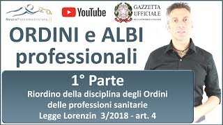 ORDINI e ALBI  1° PARTE  Ordini delle professioni sanitarie  Legge Lorenzin [upl. by Adnopoz]