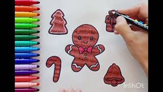 🎨DIBUJA Y PINTA CONMIGO🎨UNAS RICAS GALLETAS DE JENGIBRE🍪PINTA CONMIGO LA NAVIDAD🎄GINGERBREAD COOKIES [upl. by Cheston544]