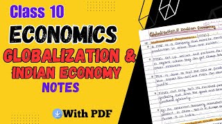 Globalisation and the indian economy notes class 10  Economics chapter 4 handwritten notes cbse [upl. by Laws]