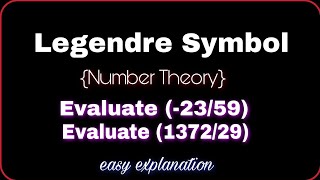 Legendre Symbol Number Theory 🔥 [upl. by Dewitt]