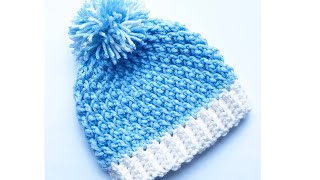 Gorro a crochet para bebe recién nacidos 0 a 3 meses y más grande Como tejer gorros en crochet 221 [upl. by Tad363]