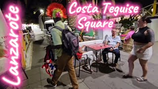 Costa Teguise Square  LANZAROTE Walking Through The Square At Night 🌙 [upl. by Akemeuwkuhc]