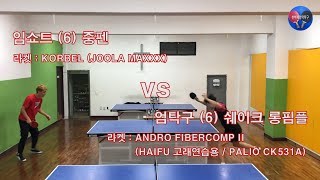 탁구왕엄탁구 임쇼트 6 중펜 VS 엄탁구 6 쉐이크 후면 롱핌플 [upl. by Nadeen]