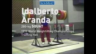 Idalberto Aranda 280 kg Squat 1999 World Weightlifting Championships Training Hall [upl. by Ireg]