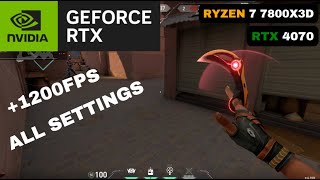 VALORANT  Ryzen 7 7800X3D  RTX 4070  1080p Max amp Lowest Settings  FPS Benchmark Test [upl. by Cornie538]