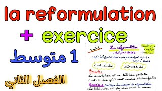 la reformulation 1AM درس إعادة الصياغة فرنسية أولى متوسط الفصل الثاني [upl. by Sessylu56]