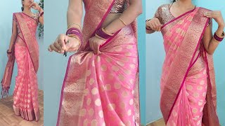 organza silk saree draping perfectly easy tips and tricks  saree draping tutorial [upl. by Netsrek]