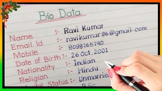 How To Make BioData In English  Biodata Kaise Banaye  Biodata Kaise Likhe  Biodata in English [upl. by Nnad]