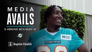 VERONE MCKINLEY III MEETS WITH THE MEDIA  ROOKIE MINICAMP  MIAMI DOLPHINS [upl. by Balthasar728]