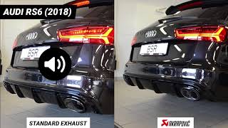 Audi RS6 standard exhaust system vs Akrapovic [upl. by Aydiv935]