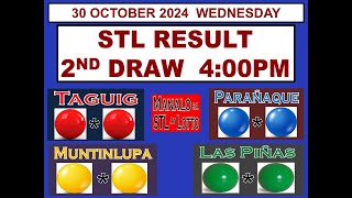 STL 2ND Draw 4PM STL Taguig STL Paranaque STL Muntinlupa STL Las Pinas 30 October 2024 WEDNESDAY [upl. by Sivolc435]