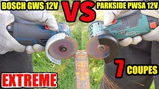 PARKSIDE PWSA 12V VERSUS BOSCH GWS 12V76 Professionnal Meuleuse dangle [upl. by Abisia]