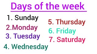 Sunday Monday Tuesday Wednesday Thursday Friday Saturday spelling। days of the week। [upl. by Eugen]