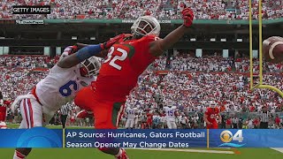 AP Source Hurricanes Gators Football Season Opener May Change Dates [upl. by Matuag]