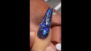 Beginner Gel Nails  Midnight Blue Glitter Nail Art Tutorial [upl. by Eronaele]