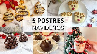 5 RECETAS de POSTRES NAVIDEÑOS🎅🎄 ¡FÁCILES y RÁPIDOS Recetas de navidad fáciles😋 [upl. by Hawger665]