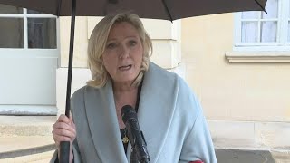 Marine Le Pen déplore un quotsentiment datoniequot à la sortie dun entretien avec Borne  AFP Extrait [upl. by Mae]