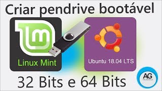 Como criar pendrive bootável do Linux Mint e Ubuntu 1804 LTS 32Bits ou 64Bits [upl. by Ivor]