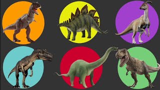 Jurassic world Stegosaurus vs TREX vs Allosaurus vs Parasaurolophus vs Carnotaurus vs Apatosaurus [upl. by Wilde]