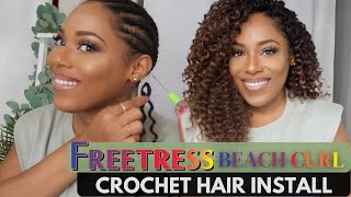 FREETRESS BEACH CURL CROCHET HAIR INSTALL LIA LAVON [upl. by Iadam]