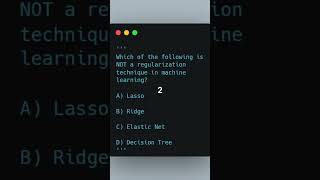 Which of the following is NOT a regularization technique in machine learning 2024 shorts [upl. by Dyl]