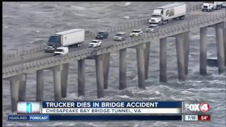 High winds blows truck off bridge [upl. by Burnight]