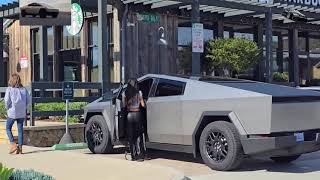 Kim Kardashian steps out for some coffee in her new Cybertruck [upl. by Aimil]