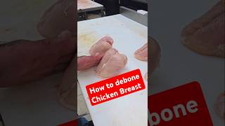 How to debone Chicken breast butcher chicken chickenbreast howto bonelesschicken knifeskills [upl. by Nahgem]