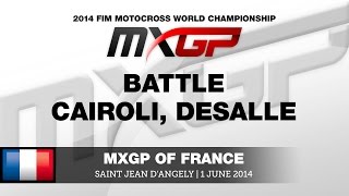 MXGP of France 2014 Antonio Cairoli vs Clement Desalle Battle  Motocross [upl. by Assirem]