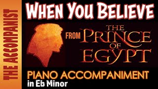 WHEN YOU BELIEVE from THE PRINCE OF EGYPT Movie Version Piano Accompaniment Karaoke Lyrics in CC [upl. by Emmalyn]