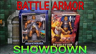 MOTU MASTERVERSE BATTLE ARMOR HEMAN COMPARISON REVIEW [upl. by Noillimaxam]