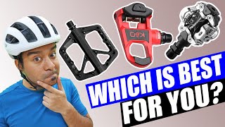 Flat Pedal vs MTB Clipless SPD amp Road Bike Pedals  Beginners Series [upl. by Tadeas]