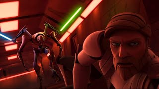 Grievous vs Kenobi on Kamino 4K HDR  Star Wars The Clone Wars [upl. by Eerak749]