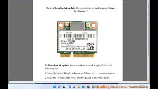 Download amp update Atheros wireless network adapter Drivers for Windows [upl. by Penn]
